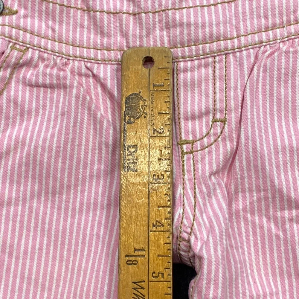 OshKosh B gosh Overalls Sz 6M Baby Girls Pink Stripe Butterfly Ruffle Bib Pants